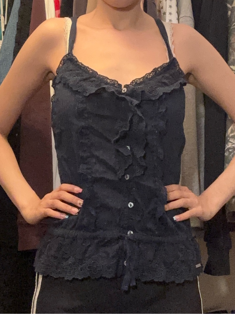 youth xl abercrombie kids button up lace tank top